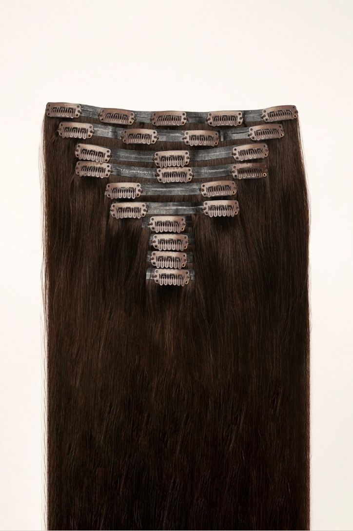#2 Dark Brown Seamless Clip In Extensions