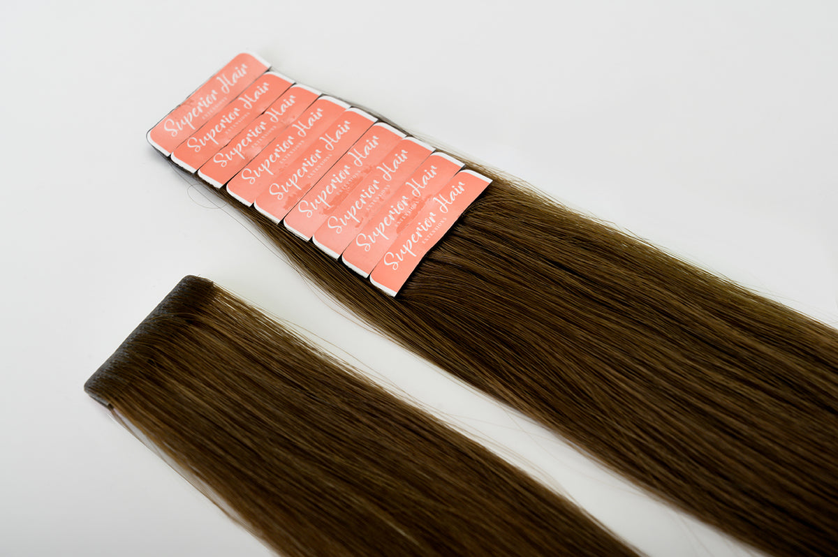 2 Dark Brown Invisi Tape Hair Extensions NZ Superior Hair