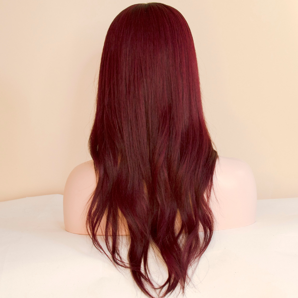 Off Black Burgundy Ombre Mono Top Human Hair Wig