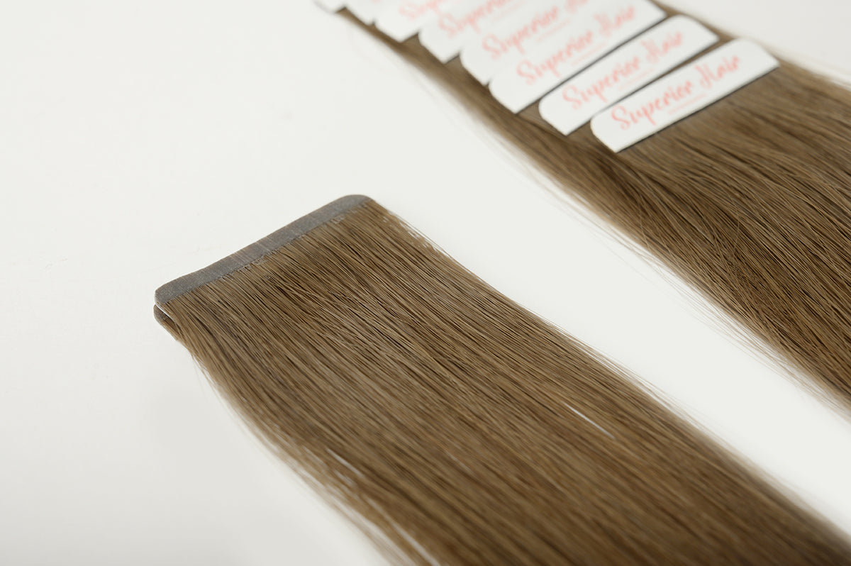 #4A Medium Ash Brown Ultra Seamless Tape In Extensions