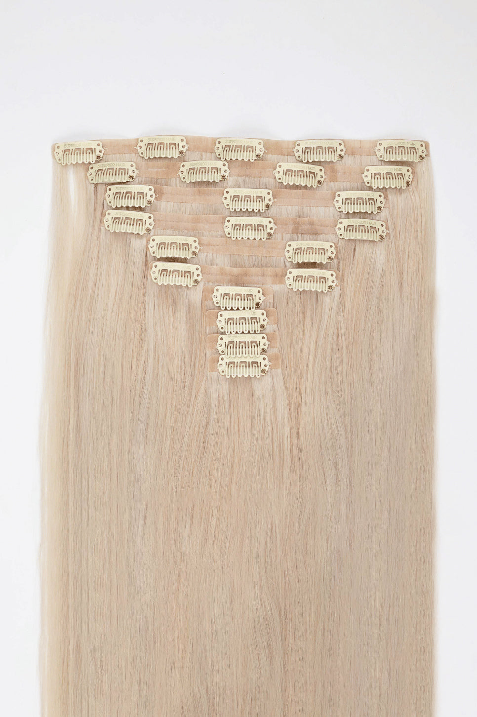 #60 Whitest Ash Blonde Seamless Clip In Extensions