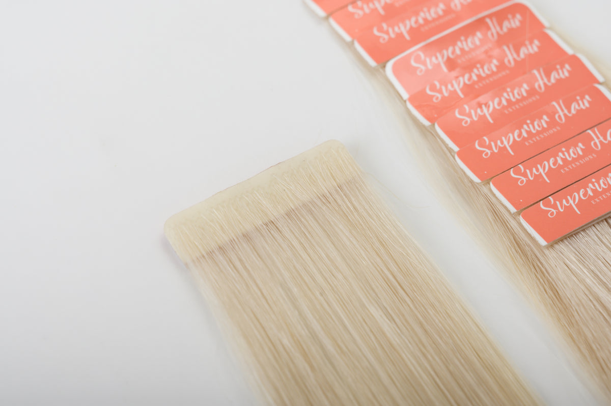 #60 Whitest Ash Blonde Invisi Tape Hair Extensions