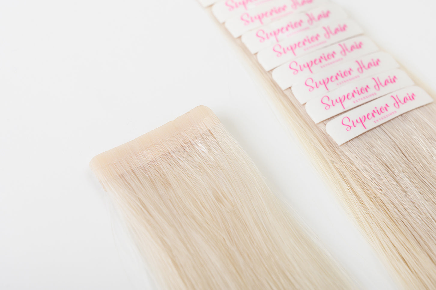 #60 Whitest Ash Blonde Ultra Seamless Tape In Hair Extensions