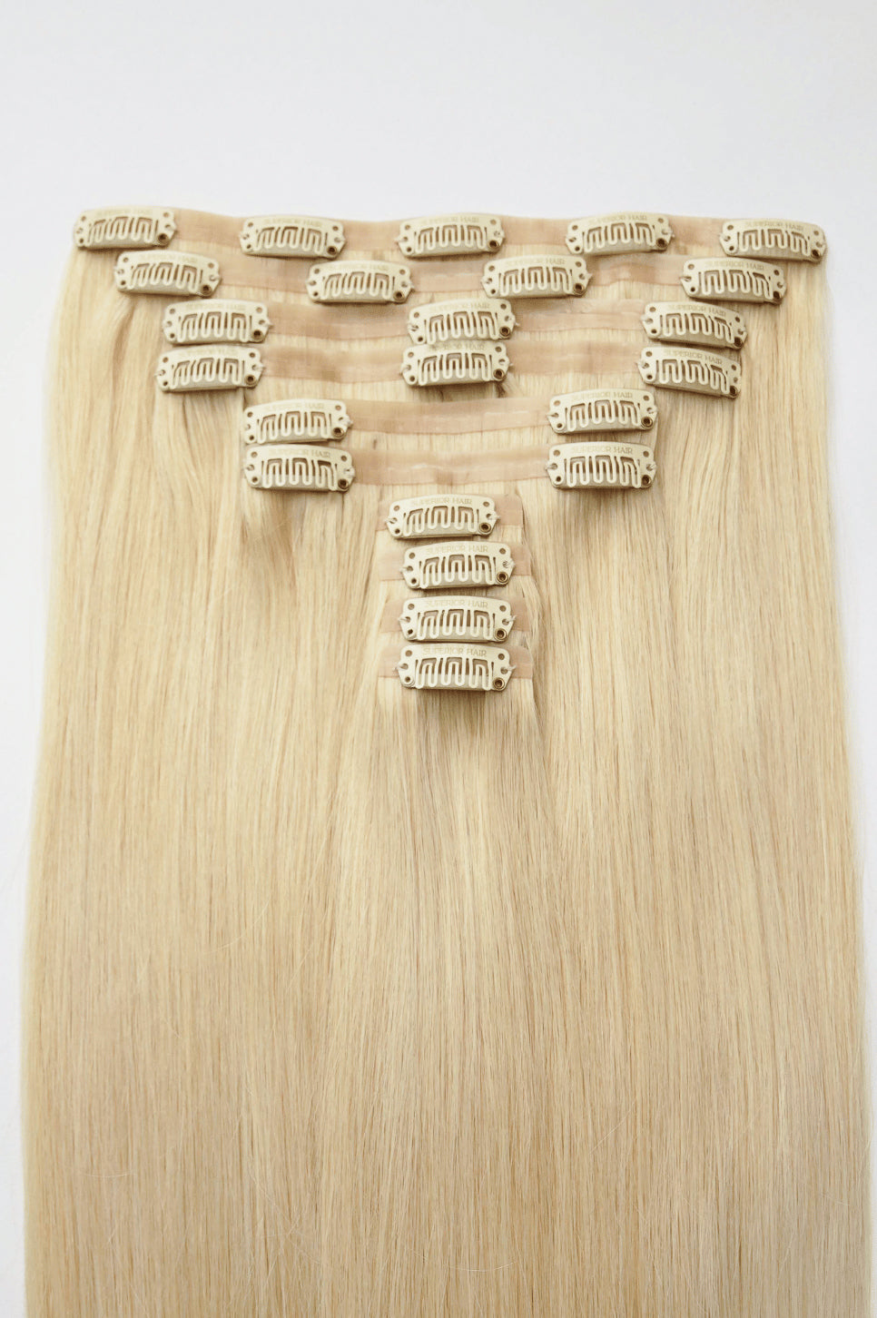 #613 Platinum Blonde Seamless Clip In Extensions