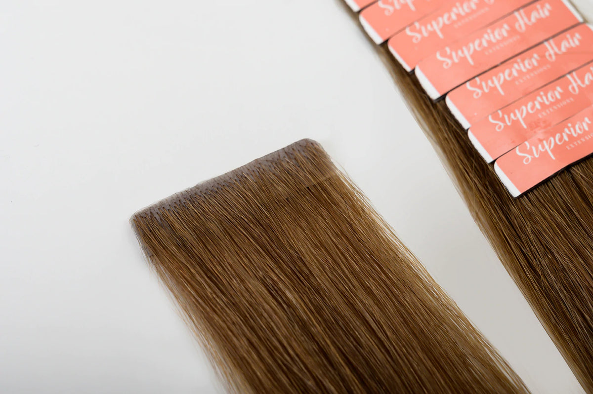 #6 Chestnut Brown Invisi Tape Hair Extensions