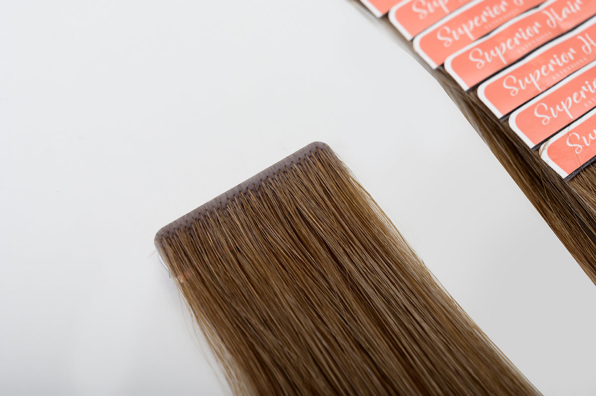 #8 Natural Light Brown Invisi Tape Hair Extensions