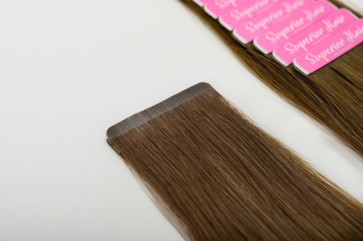 #8 Natural Light Brown Ultra Seamless Tape In Extensions