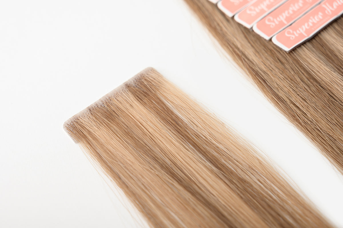 #Chestnut Brown Highlights Invisi Tape Hair Extensions