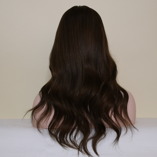 Dark Brown Brown Wig Real Hair Chocolate Brown Balayage Mono