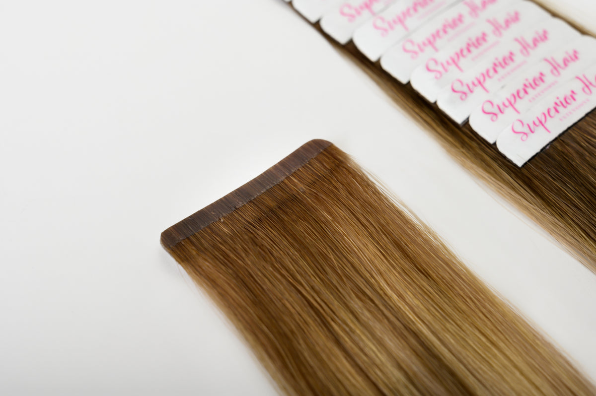 #Iced Coffee Balayage Ultra Seamless Tape In Extensions