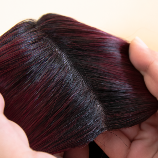 Off Black Burgundy Ombre Mono Top Human Hair Wig