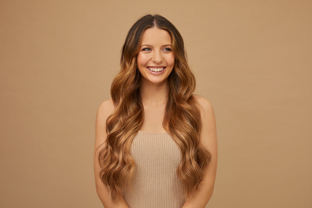 #Chestnut Brown Highlights Classic Halo Hair Extensions