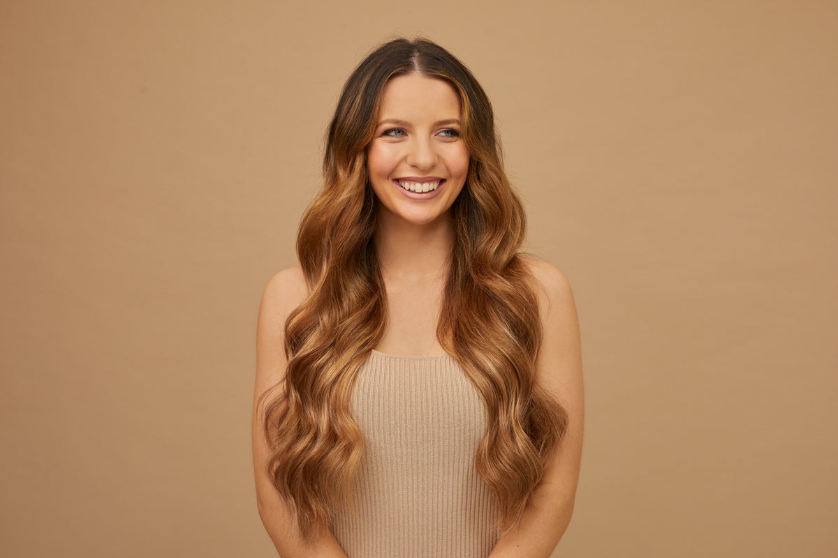 #Chestnut Brown Highlights Invisi Tape Hair Extensions