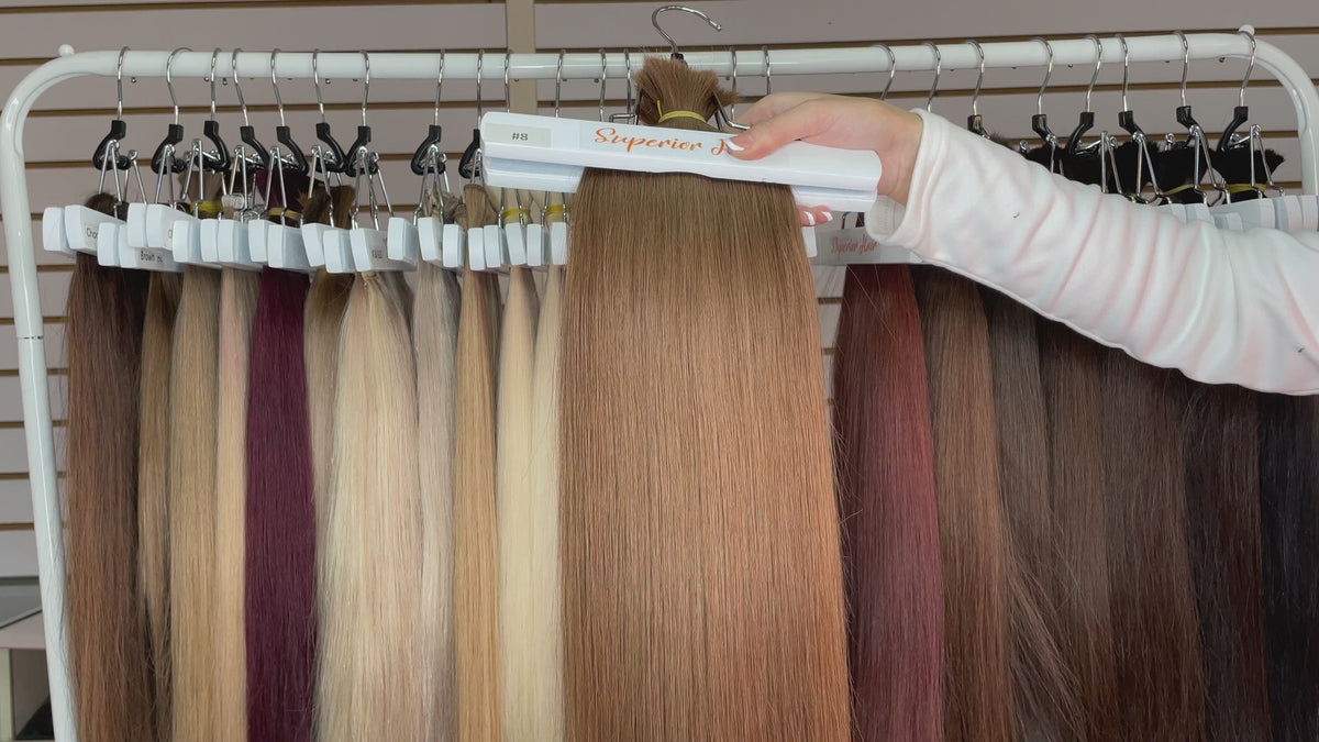 Load video: #8 Natural Light Brown Clip In Hair Extensions 7PCS