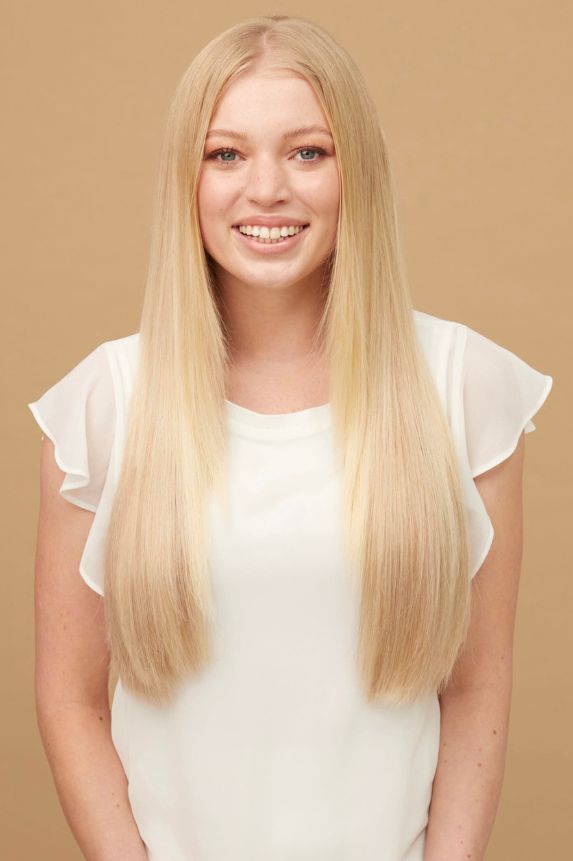 #613 Platinum Blonde Seamless Clip In Extensions