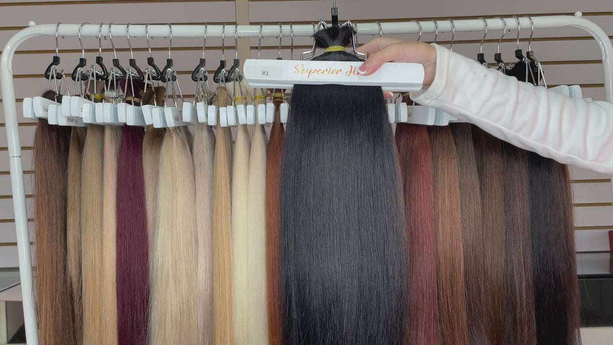 Load video: #1 Jet Black Clip In Hair Extensions 7PCS