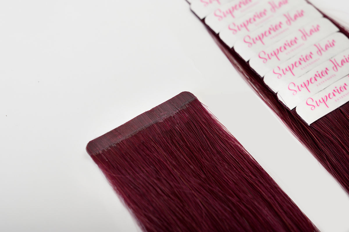 #Burgundy Ultra Seamless Tape In Extensions