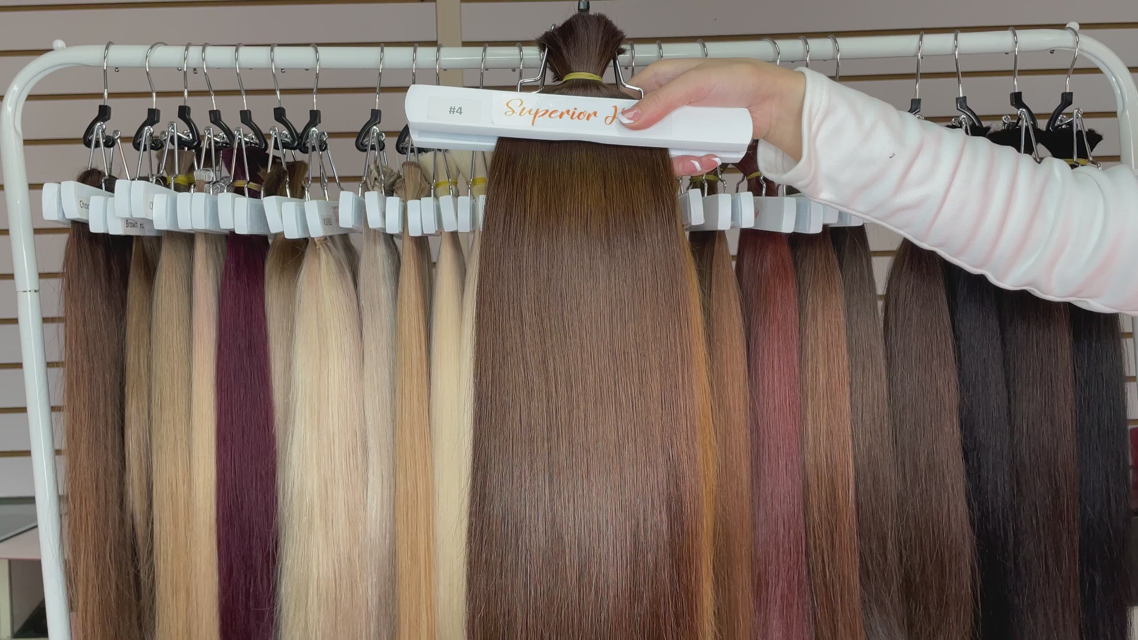Load video: #4 Chocolate Brown Micro Beads I TIP Human Hair Extensions