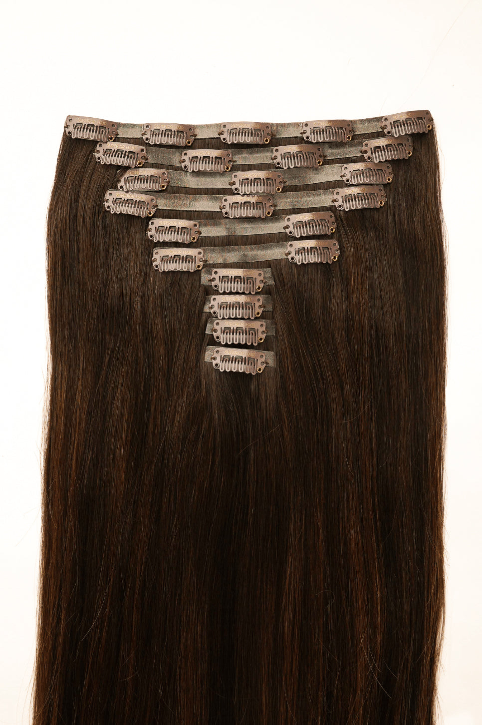 #Dark Brown Balayage Seamless Clip In Extensions