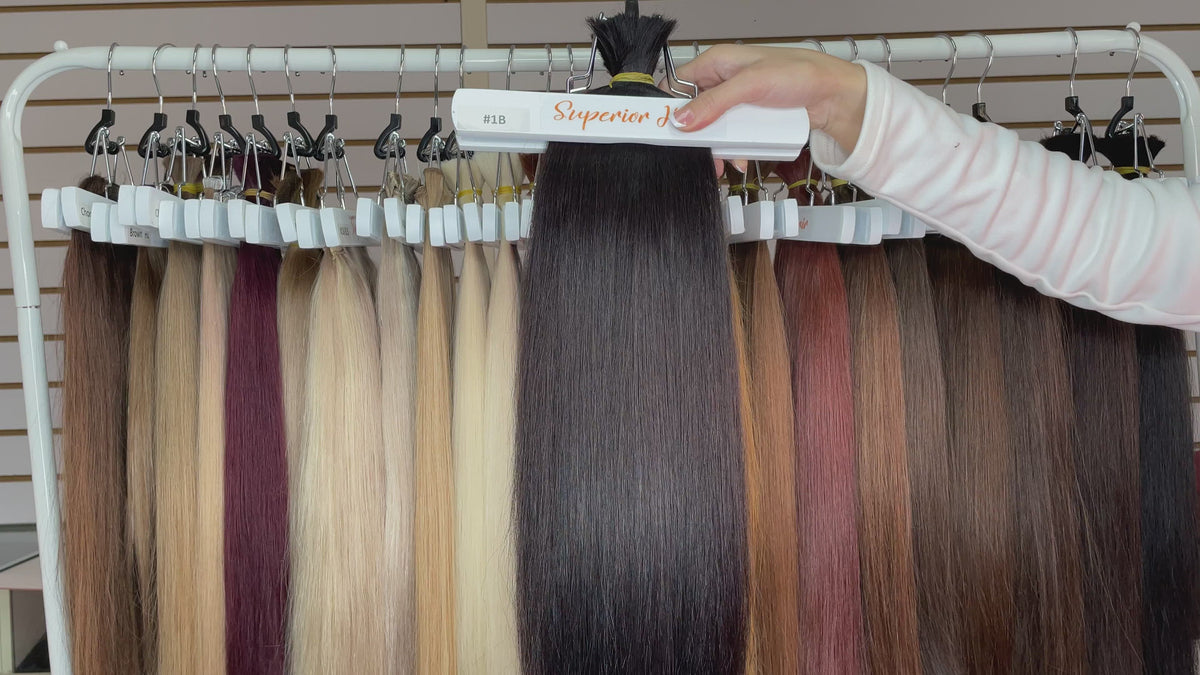 Load video: #1B Off-Black Clip In Hair Extensions 7PCS
