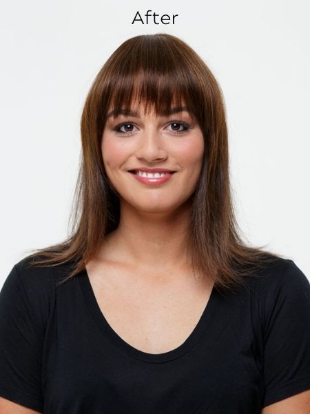 Chestnut Brown Highlights Clip In Human Hair Fringe Extension